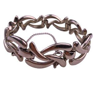 Monet Womens Silver Tone Metal Vintage Chunky Bracelet With Fold-Over Clasp